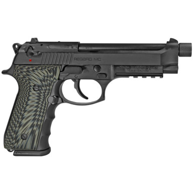 EAA GIRSAN 390081 Regard MC BX Full Size Frame 9mm Luger 18+1, 4.90" Black Threaded Barrel, Black Serrated Steel Slide & Aluminum Frame w/Beavertail & Picatinny Rail, Black/Gray G10 Grip, Ambidextrous
