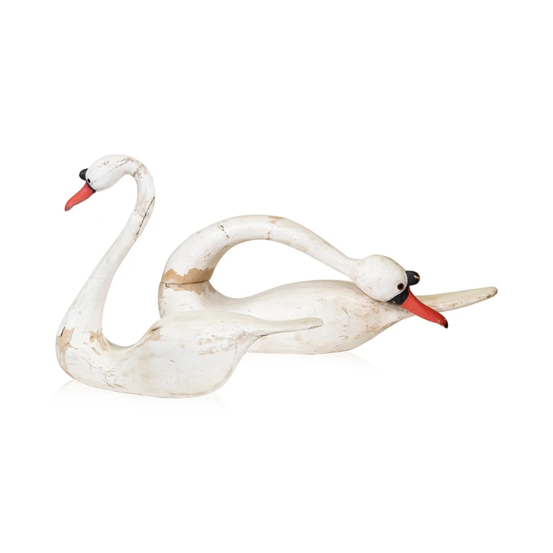 Guy Taplin Pair Folk Art Swans