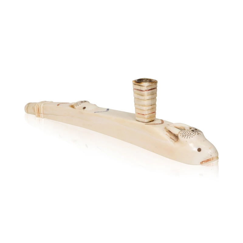 Inuit Carved Walrus Ivory Pipe