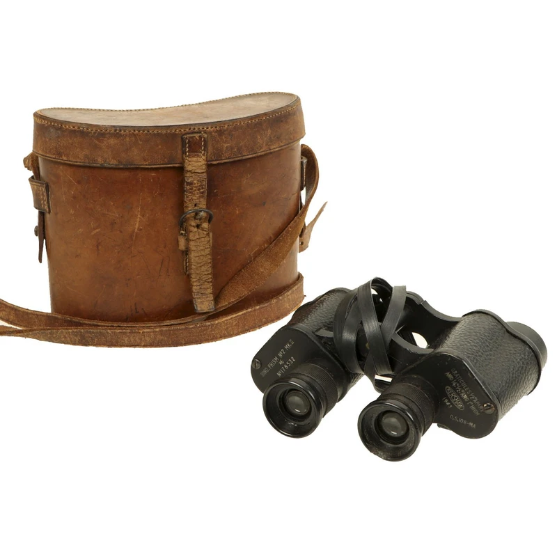 Original British WWII 1943 dated No.2 Mk.II 6X Binoculars by Kershaw with Leather Case