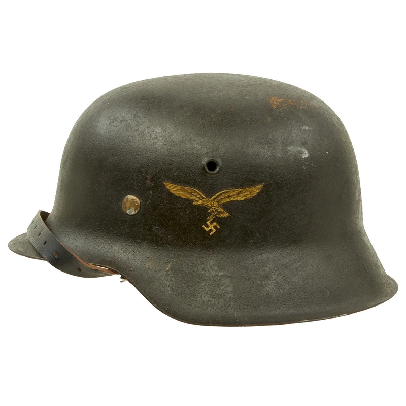 Original German WWII M42 Single Decal Luftwaffe Helmet with 59cm Liner & Faded Dome Stamp – ET66