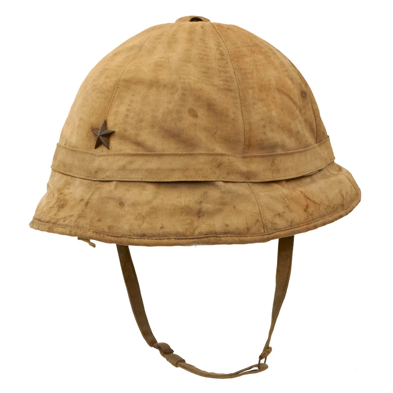 Original Imperial Japanese WWII Army Officer Service Worn Type 98 Sun Helmet With Chinstrap – Crushed