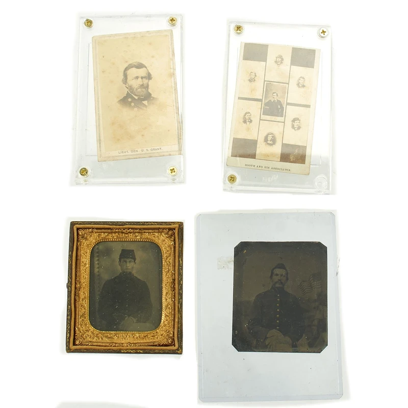 Original U.S. Civil War Photo Collection: General Grant, Two Federal 1/6 Plate Tintypes, & J.W. Booth