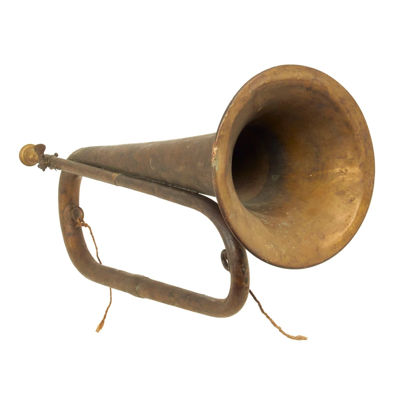 Original U.S. Civil War Regulation Large Brass Clarion Bugle in Bb with Mouthpiece