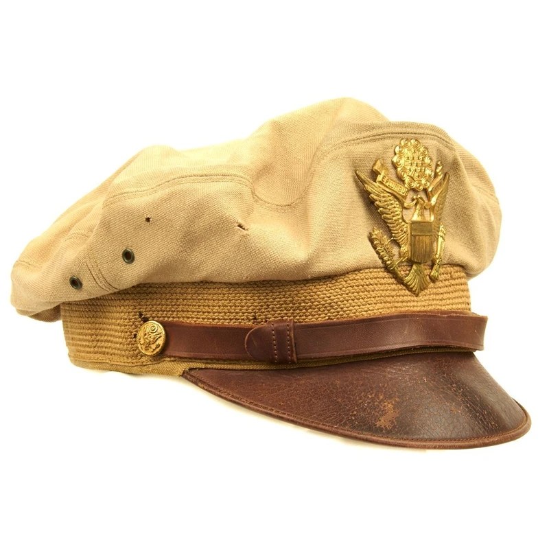 Original U.S. WWII USAAF Officer Khaki Crush Cap By Bancroft – Size 7 1/4
