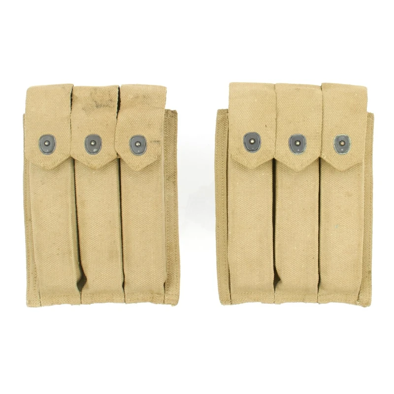 Original U.S. WWII USMC 1944 Dated Thompson .45 Submachine Gun Magazine Pouch Set of 2 by Russell Mfg. Co.