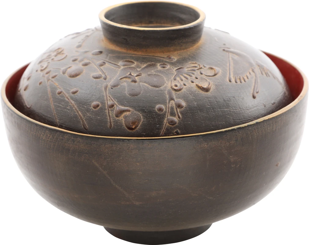RARE TECHNIQUE EDO PERIOD JAPANESE BOWL AND COVER