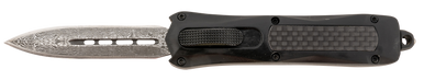 Steel River Knives MA163BDD SpartanMini 2.70" OTF Dagger Plain Damascus 440C SS Blade/ Black w/Carbon Fiber Inlay Aluminum Zinc Alloy Handle