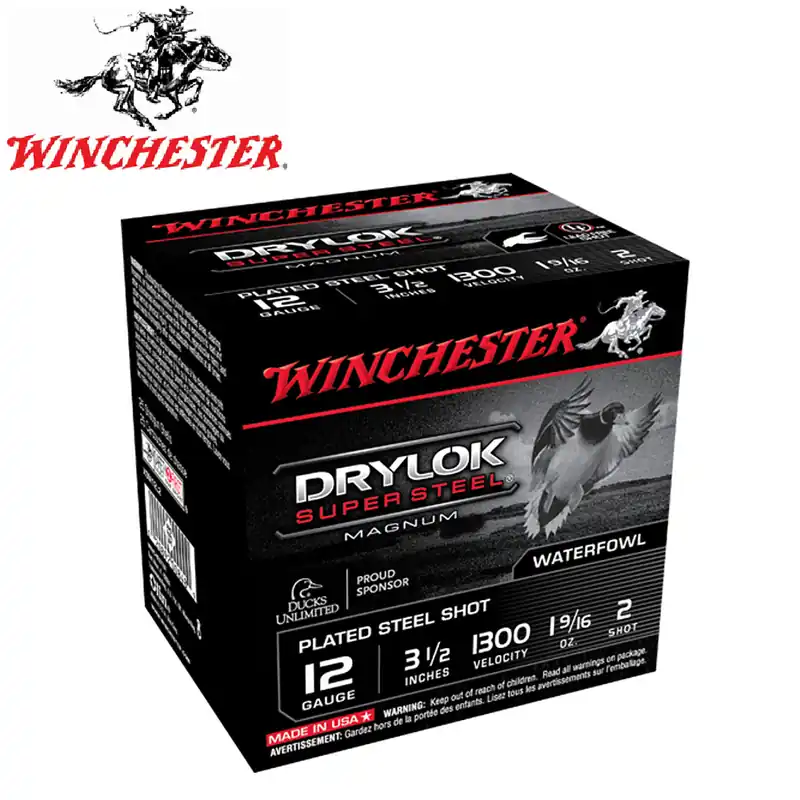 Winchester Drylok Super Steel 12 Gauge 3.5″ 1-9/16oz. 2 Shot, 25 Round Box